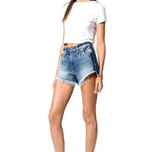 Hidden | Distressed Sofie Stripe Mom Jean Shorts - Medium